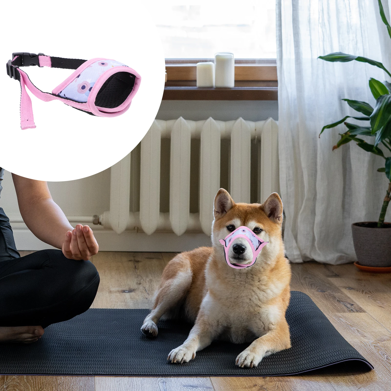 

Breathable Anti-Biting Dog Muzzle Adjustable Strap Polyester for Chewing Prevention