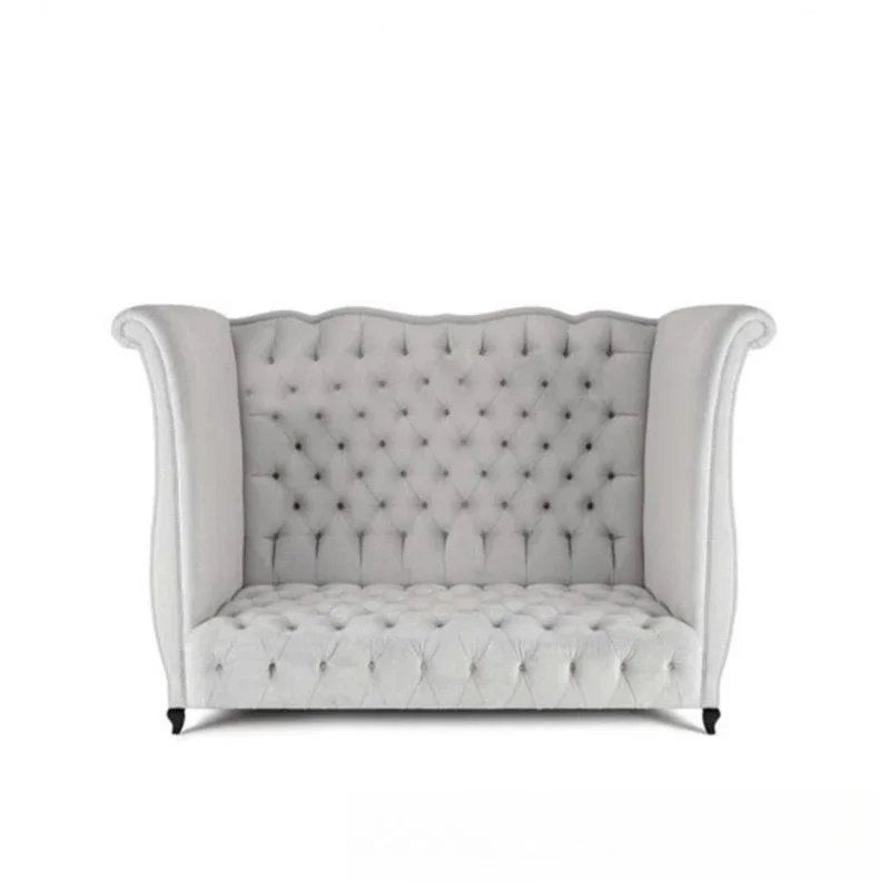 American fabric buckle soft bag three-person sofa furniture cafe studio villa high-back leisure sofa