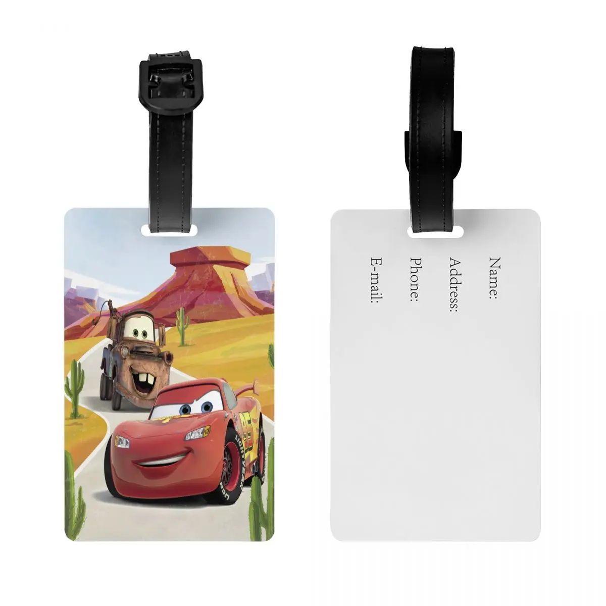 Custom Cartoon Pixar Cars Luggage Tag for Travel Suitcase Privacy Cover Name ID Card