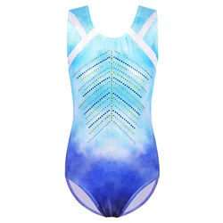 BAOHULU Girls Gradient Gymnastics Ballet body senza maniche Performance Clothes Practice Outfit Sparkle Diamond Ballet Costumes