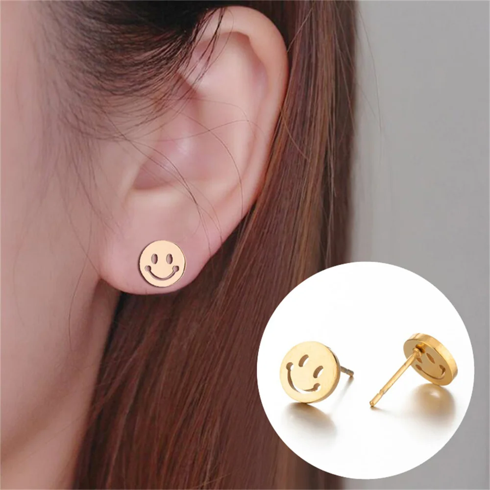 10Pairs/Lot Fashion Lovely Stainless Steel Mini Stud Women Earrings Sweet Heart Gold Silver Color Jewelry Wedding Party Gift