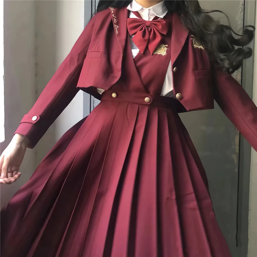 Studenti Ceylon Black Tea abito lungo plissettato da ragazza giapponese abito estivo senza maniche da donna JK High School Uniform