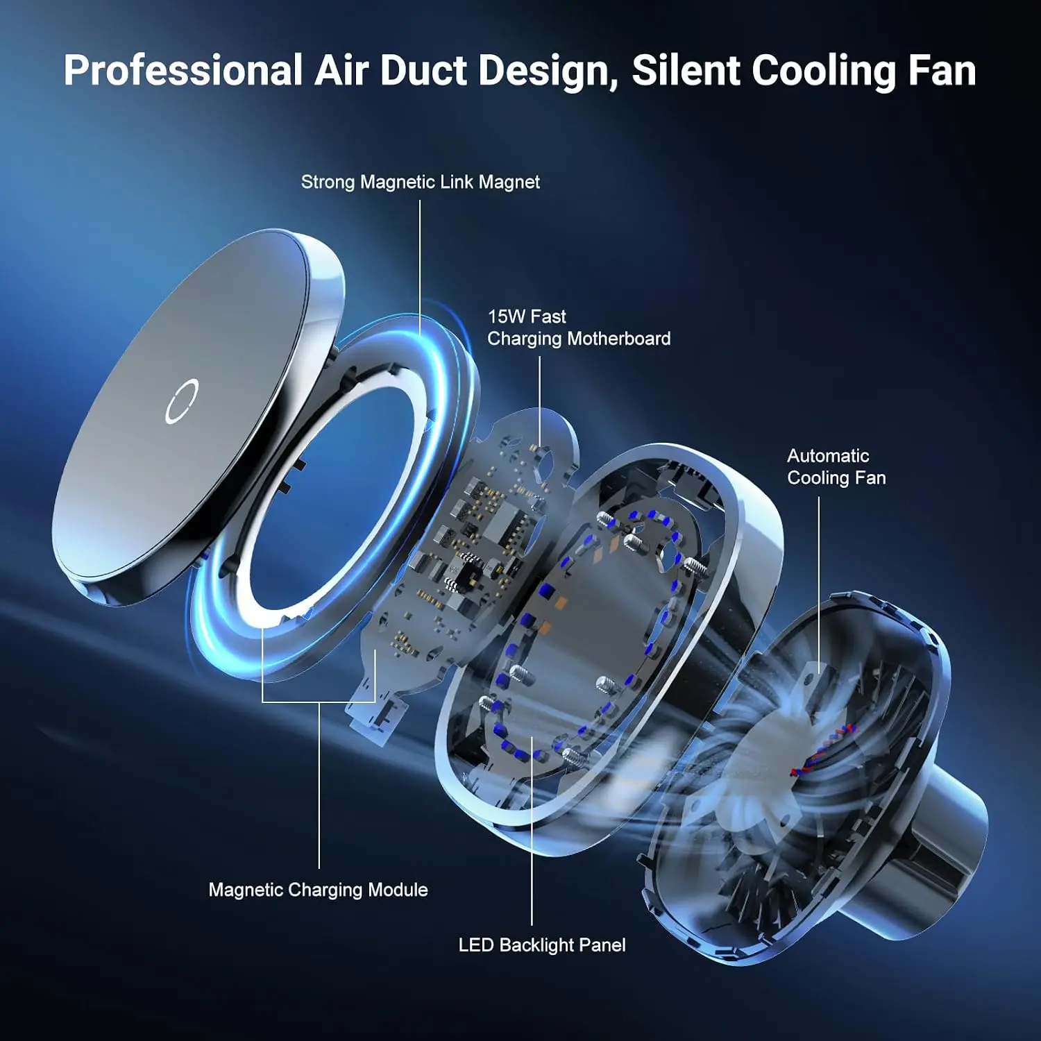 Magnetic Cup Holder Charger, 360° Rotating Wireless Magnetic Car Charger, Fast Charging Phone Holder for iPhone 17 16 15 Samsung