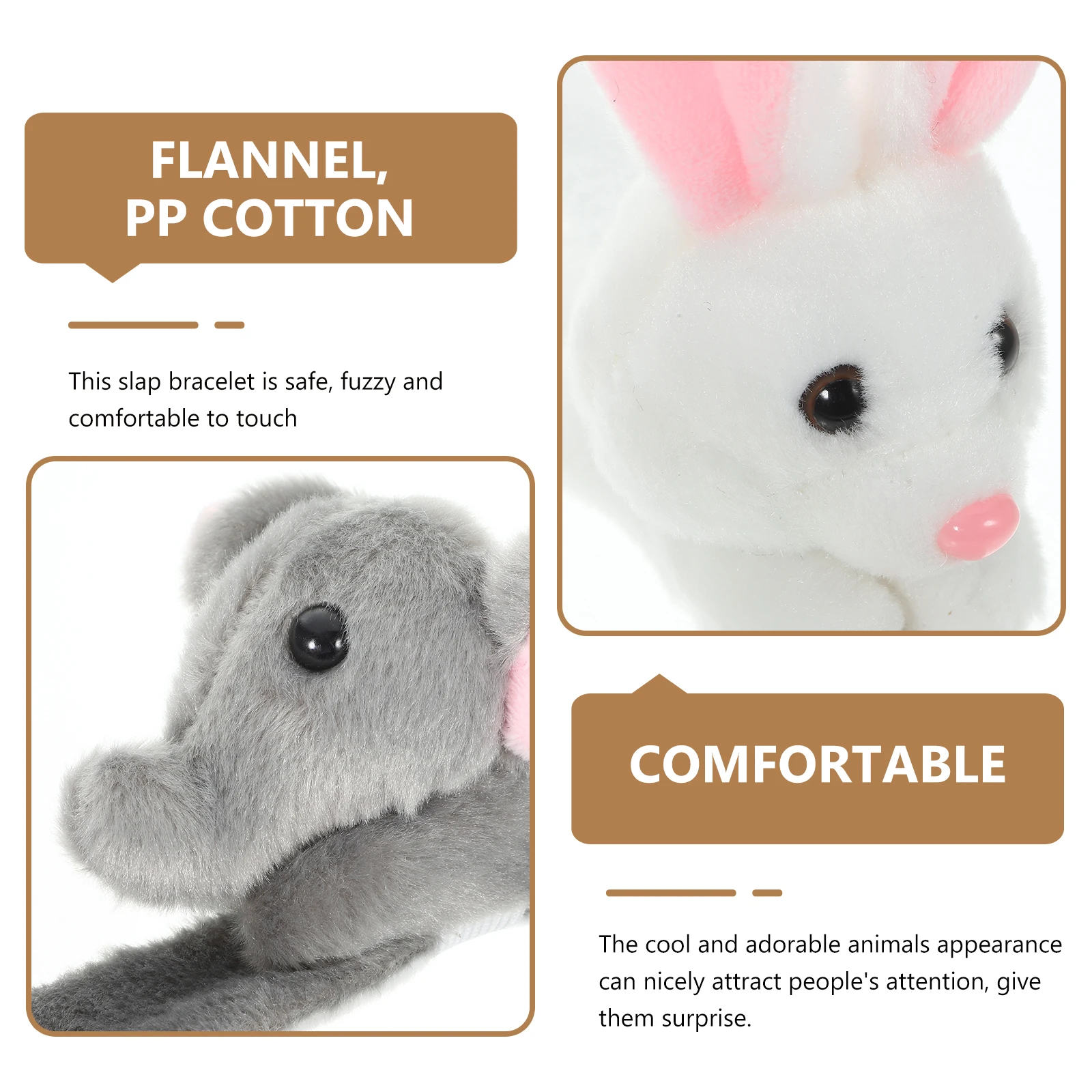 2 Pcs Slap Bands Stuffed Animals Simulated Bracelet Wrist Kids Party Favor Baby Cartoon Animal Toys Decorative Accessories