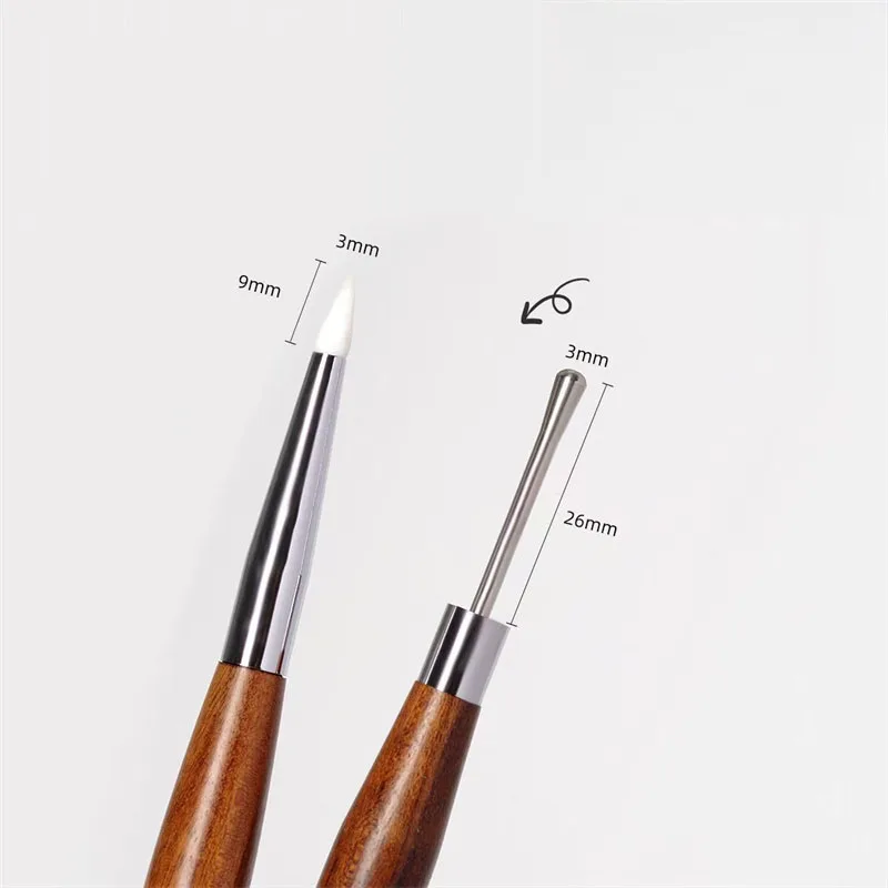 1/2/3 Stuks Double-Ended Siliconen Druk Pen Bloem Schilderij Borstel Spatel Poly Nail Gel Pen manicure Tip Uitbreiding Carving Pen