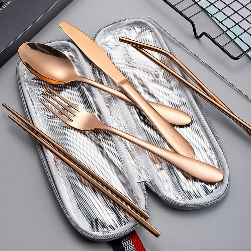 Travel Cutlery Pouch Felt Utensil Organizer Bag with Zipper Compact Fork Spoon Knife And Chopsticks Storage Case for Camping Hik