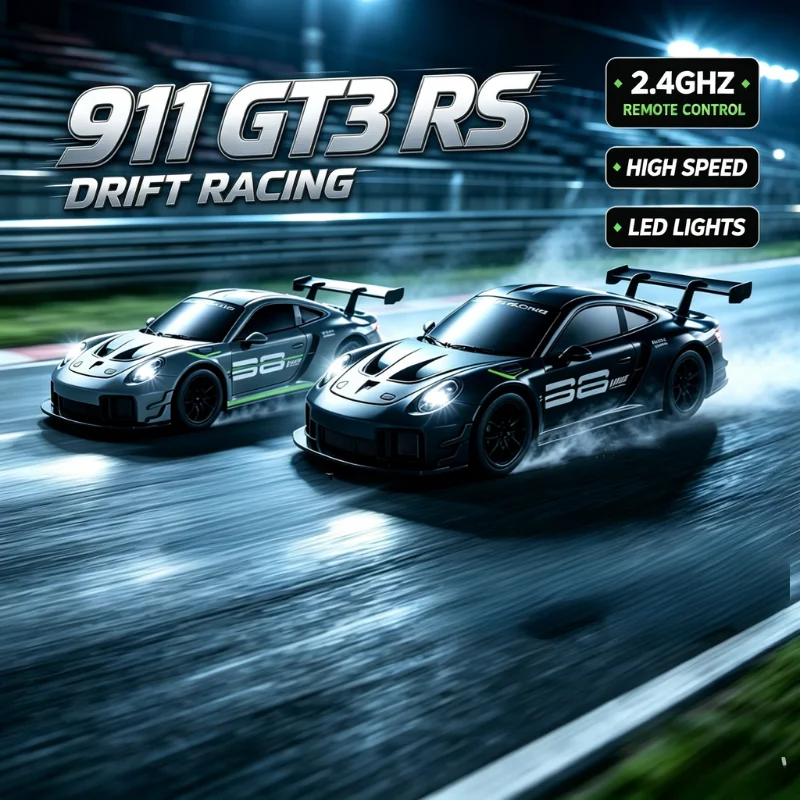 New RC Drift GT3 RS 911 1:24 Drift Racing Car 2.4GHz High‑Speed Remote Control Toy Car w Light Racing Hobby Kids Birthday Gift
