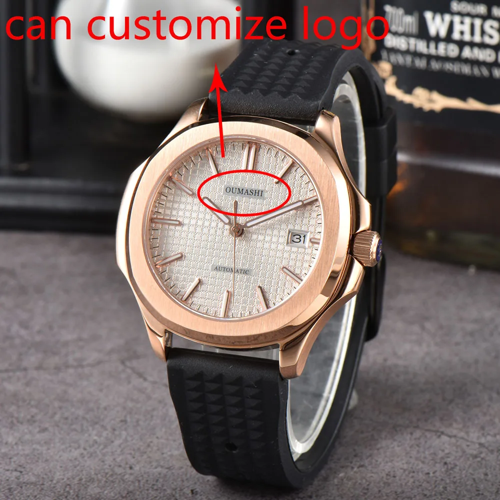 40mm NH35/NH70 relógio automático esportivo masculino com pulseira de borracha de movimento japonês genuíno NH35/NH70 5167A-001 pode personalizar o logotipo