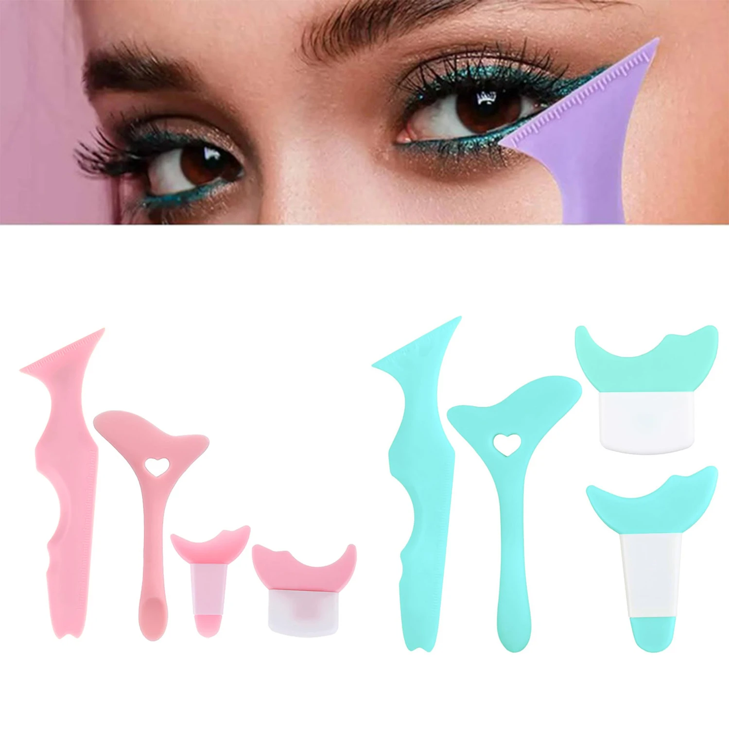 4Pcs Set Multifunctional Eye Makeup Template Eyeliner Eye Shadow Eye Makeup Aid Tool For Women