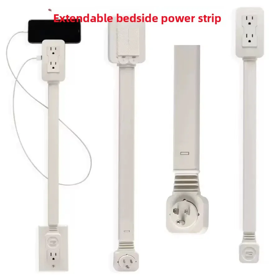 

New Rotates Electrical Outlet Extender Adjustable Length White Power Outlets Extender Power Socket Expander for NightStand