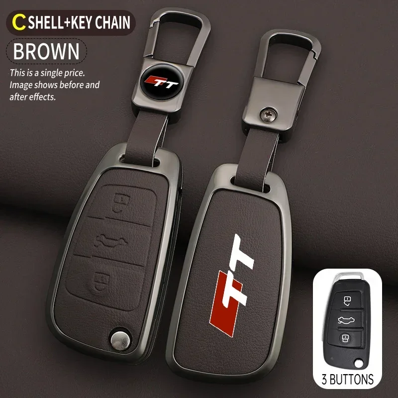 Voor Audi TT TTRS 8j 8n 8s Mk1 Mk2 Mk3 S Line Zinklegering Autosleutelhouder Beschermhoes Afstandsbediening Sleutelhanger Accessoires