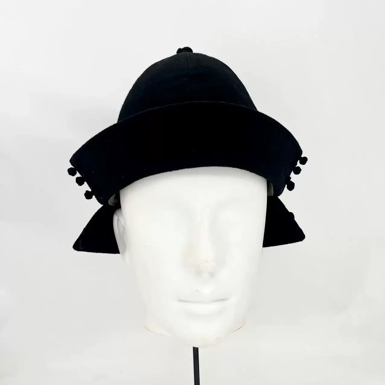 Ming Dynasty Style Folded Brim Hat for Women Men Retro Chinese Hanfu Accessories Elegant Pearl Winter Warm Cap Vintage Headwear