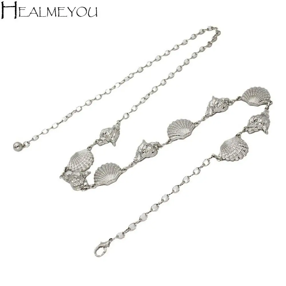 

Fashion Snail Bohemian Waist Chains Metal Belly Chain Dress Belt Chains Silver Jewelry Shell Body Chain Girl