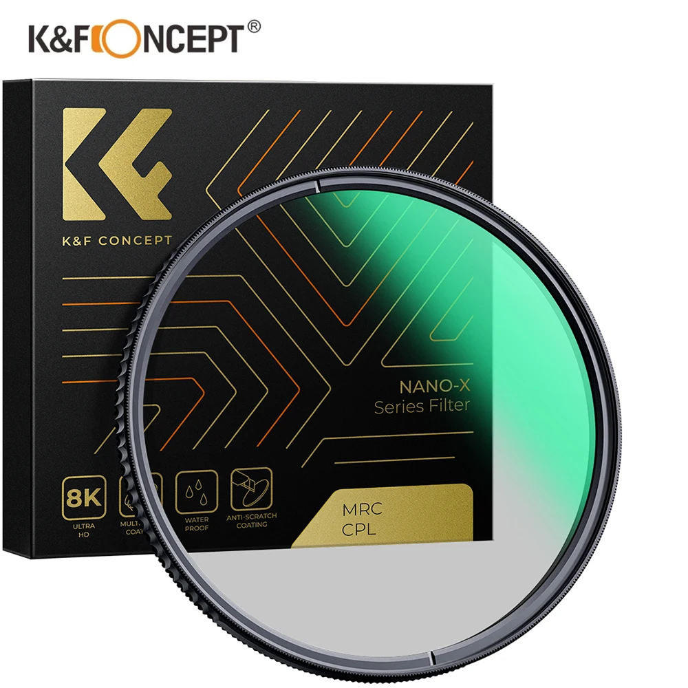 K&F Concept CPL Circular Polarizer Filter (Nano-X) 8K Ultra HD 28-Layer Water And Scratch Coatings 52mm 58mm 67mm 77mm 82mm 95mm