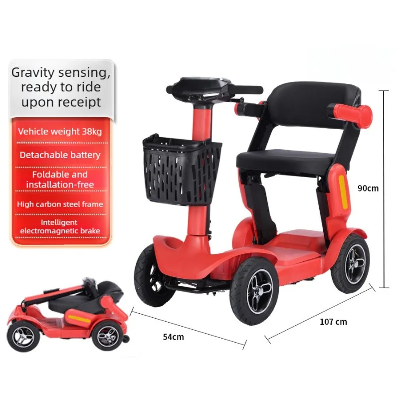Small Elderly Mobility Scooter Adult 4-wheel Electric Vehicle Fold Electric Scooter Disabled Commuting No Installation Required
