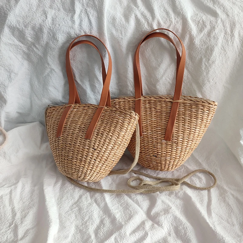 Kinder Stroh Geldbörse niedlichen Umhängetaschen für Mädchen Münz beutel Kawaii Kleinkind Rattan Strand Trage tasche Clutch Tasche