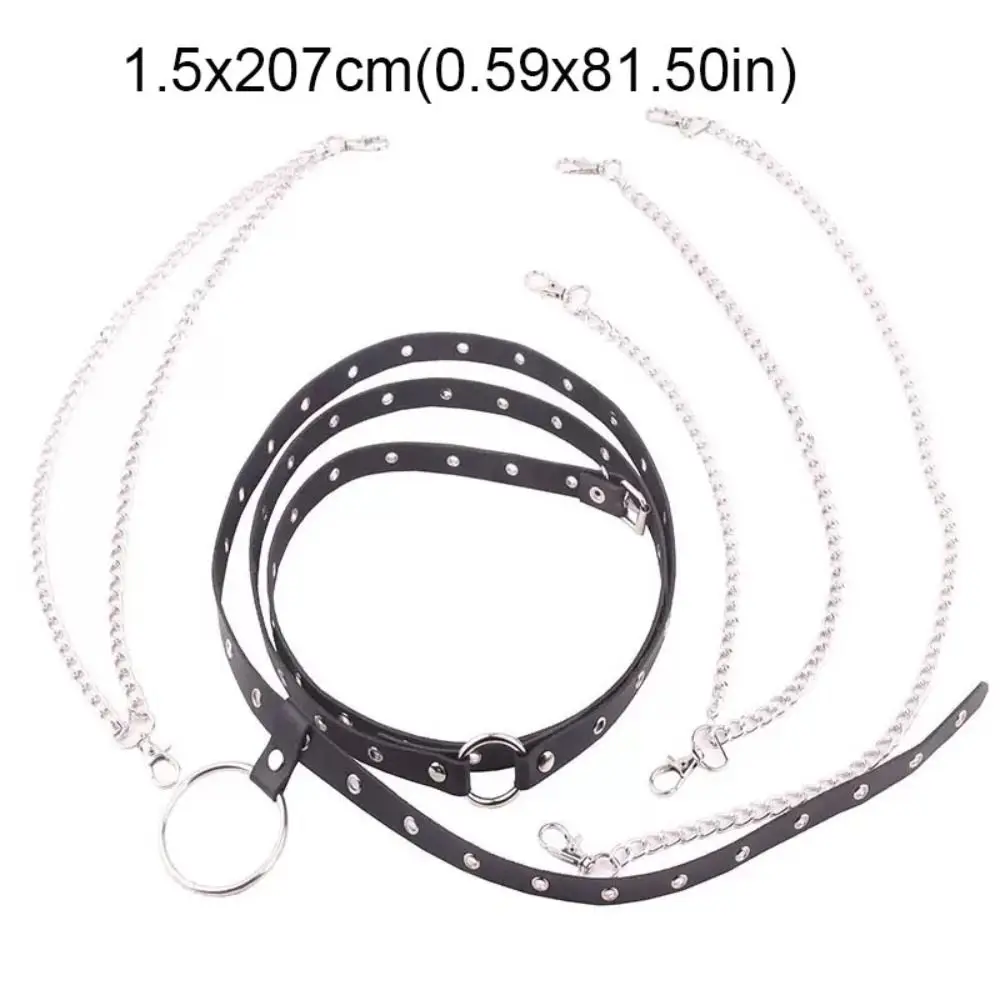 Wielowarstwowy damski pasek do talii, przedłużony pasek punkowy ze skóry PU, pasek na ramię do sukienki JK, łańcuszek do talii dla dziewczyn