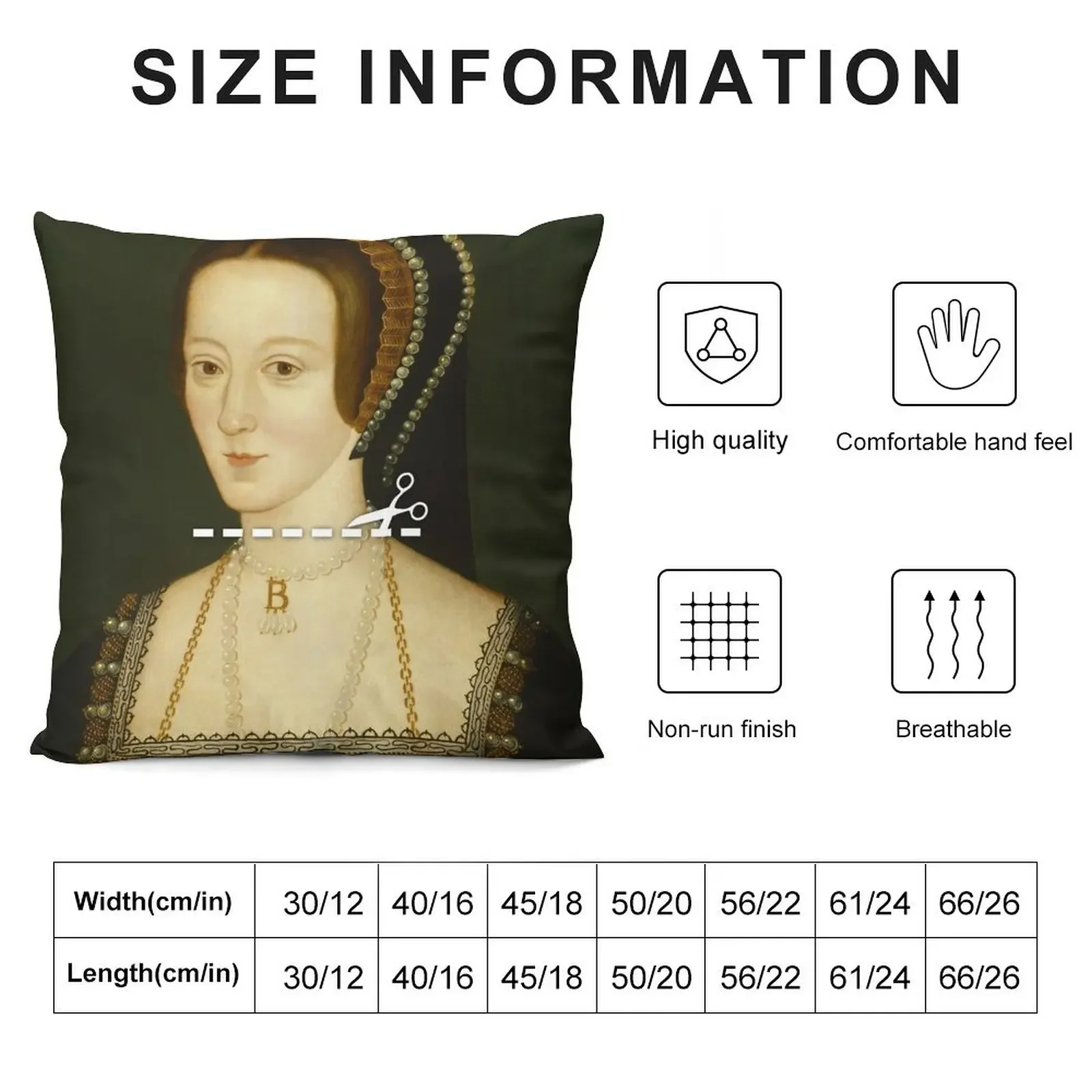 Cut Here - Anne Boleyn Throw Pillow Sitting Cushion Pillowcases Pillowcases Cushion Covers Sofa Cushion Cover pillow