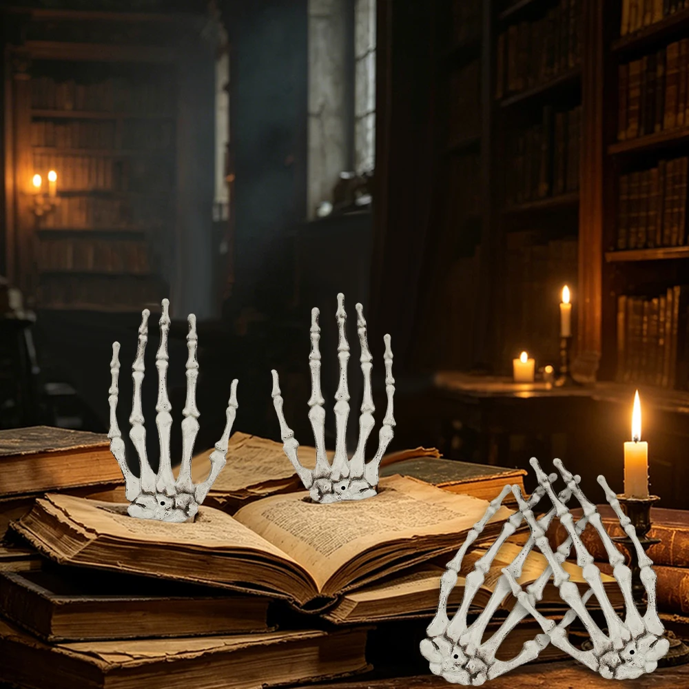 Halloween Skeleton Hands, Plastic Hand Skeleton Model Skeleton Hands for Halloween Themed Party Decoration Props(Right & Left)