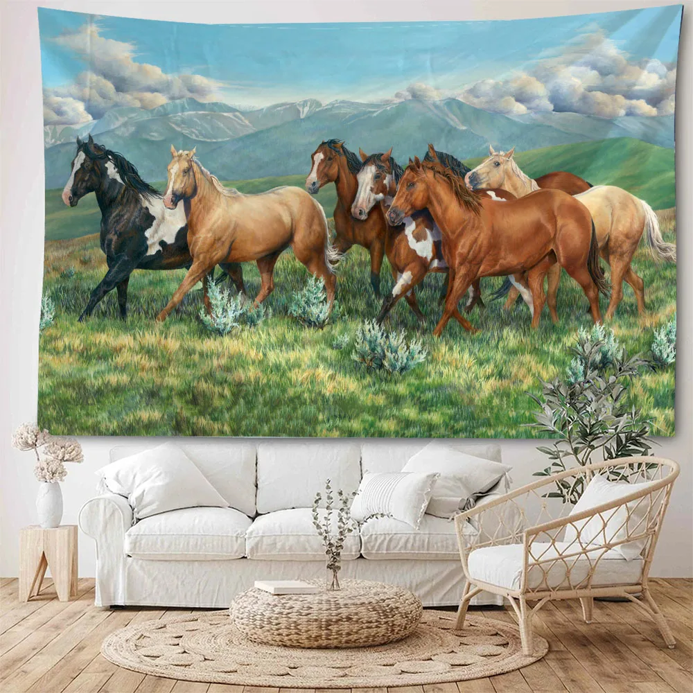 Running horse 3d printing tapestry lion elephant wall hanging polyester fabric home decoration mandala bohemian wall decoration