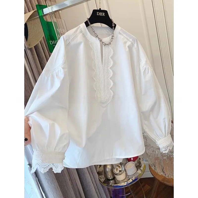 

plus Size 300 Pou Color Lace Casual V-Ne Men's irt Spring Autumn New Design Versatile Loose Fit American Sle
