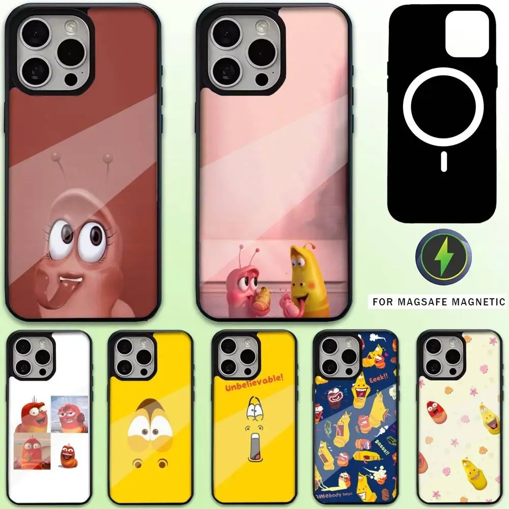 

L-Larva Funny Phone Case For iPhone17,16,15,14,13,12,11 Plus,Pro Max Magnetic For Magsafe Wireless Charging