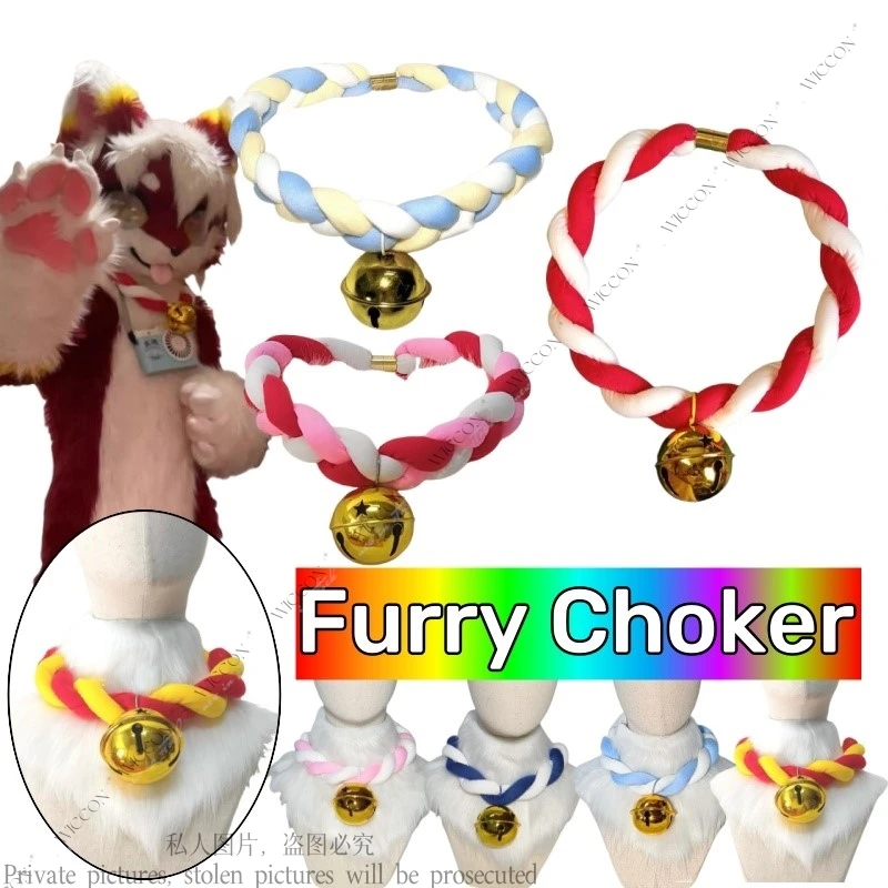 Furry Choker Animal Costume Animal Cub Collar Fursuit Kigurumi Two Color Three Color Twist Collar Daily Outfit Role PLay Gift