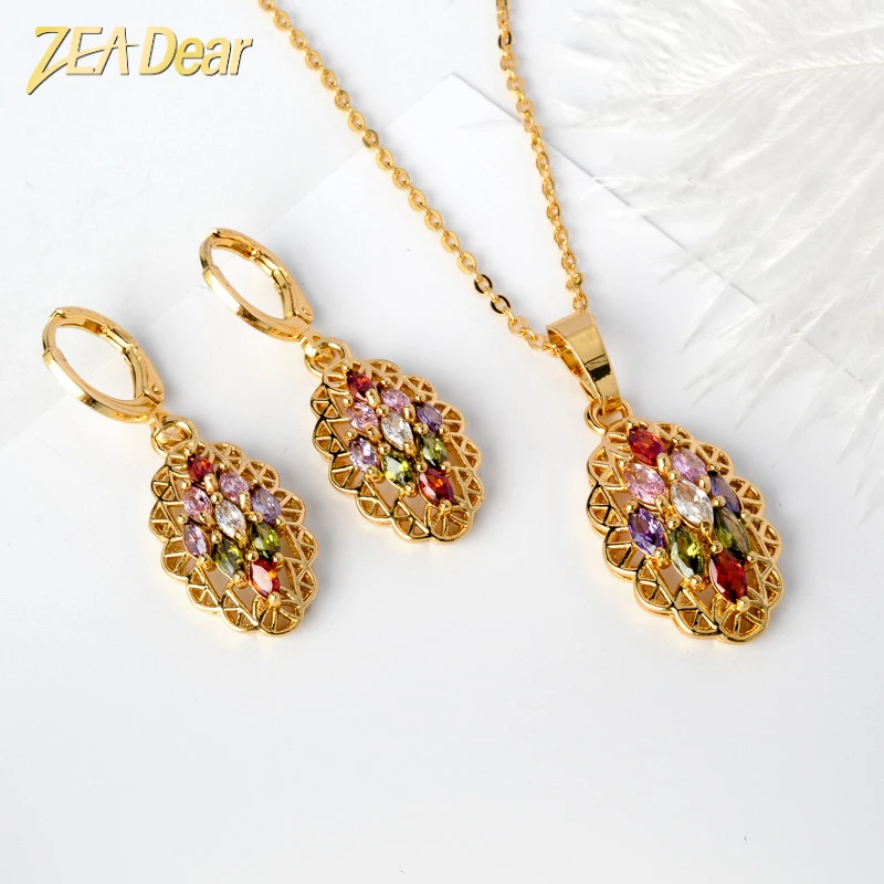 ZEADear Jewelry Crystal Zircon Jewelry Set Girls' Favorite Necklace High Quality Earring Set for Women Thanksgiving Gifts