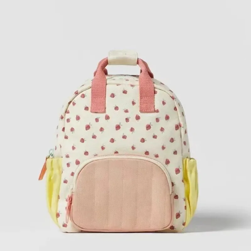 

2026 New Cute Strawberry Print Children's Backpack Soft and Lightweight Student Large Capacity School Bag Kawaii Girls Backpack