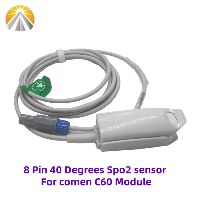 

8 Pin 40 Degrees Reusable SpO2 Sensor Module For Comen C60 Patient Monitor Neonate Adult Veterinary Clip 2.5 Meter