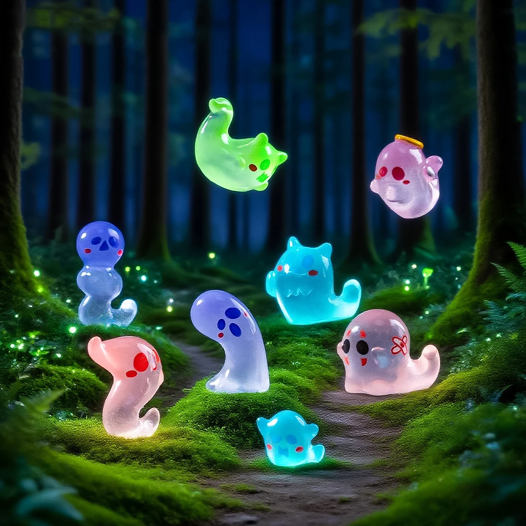 

10Pcs Cute Halloween Luminous Mini Ghost Miniature Landscape Ornaments Items Resin DIY Home Decorations Desktop Decor Crafts