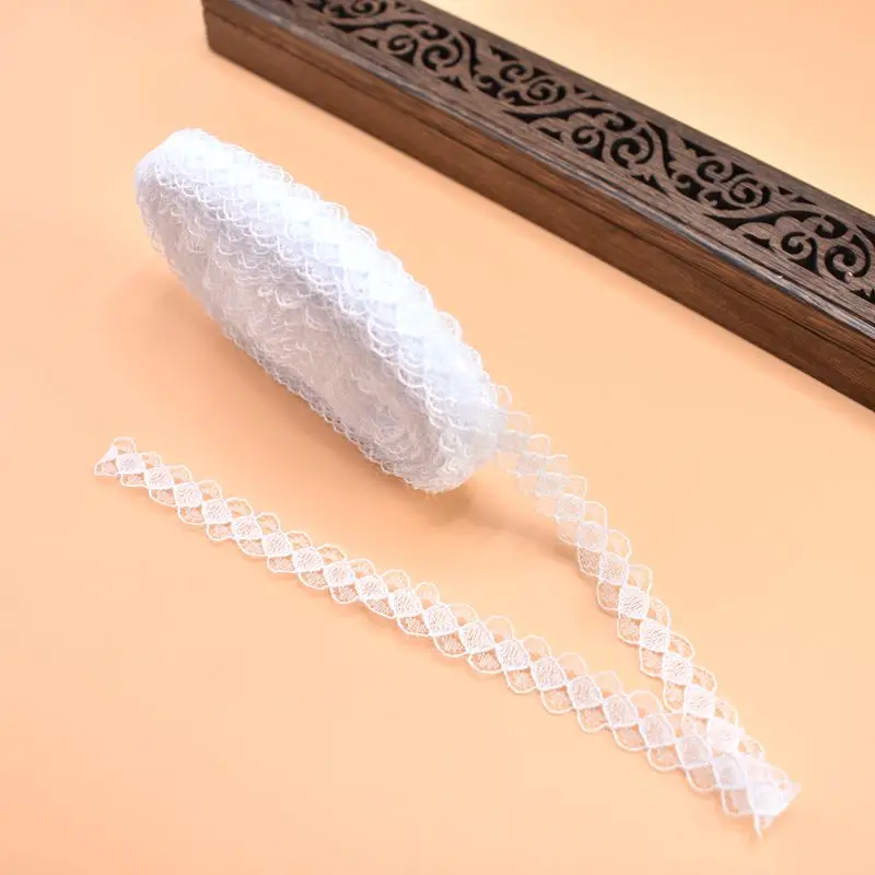 10yards beautiful cheap white lace fabric ribbon 14mm african lace fabric cotton trim DIY Embroidered Sewing wedding decoration