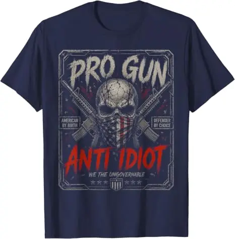 2nd Amendment Pro-Gun Anti-Idiot-Shirt Vintage USA Flag T-Shirt Y2K Herrenmode Veteranen Patriotisches Grafik-Spruch-T-Shirt Neuheit – Detail 12
