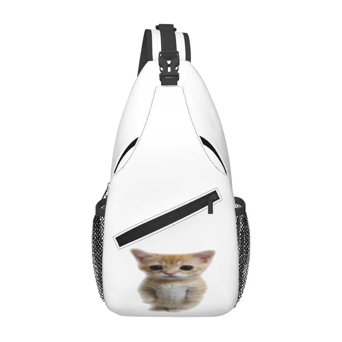 El Gato Standing Cat Meme Chest Bag Men Sling Crossbody Backpack Chest Bag Travel Hiking Daypack Shoulder Bag