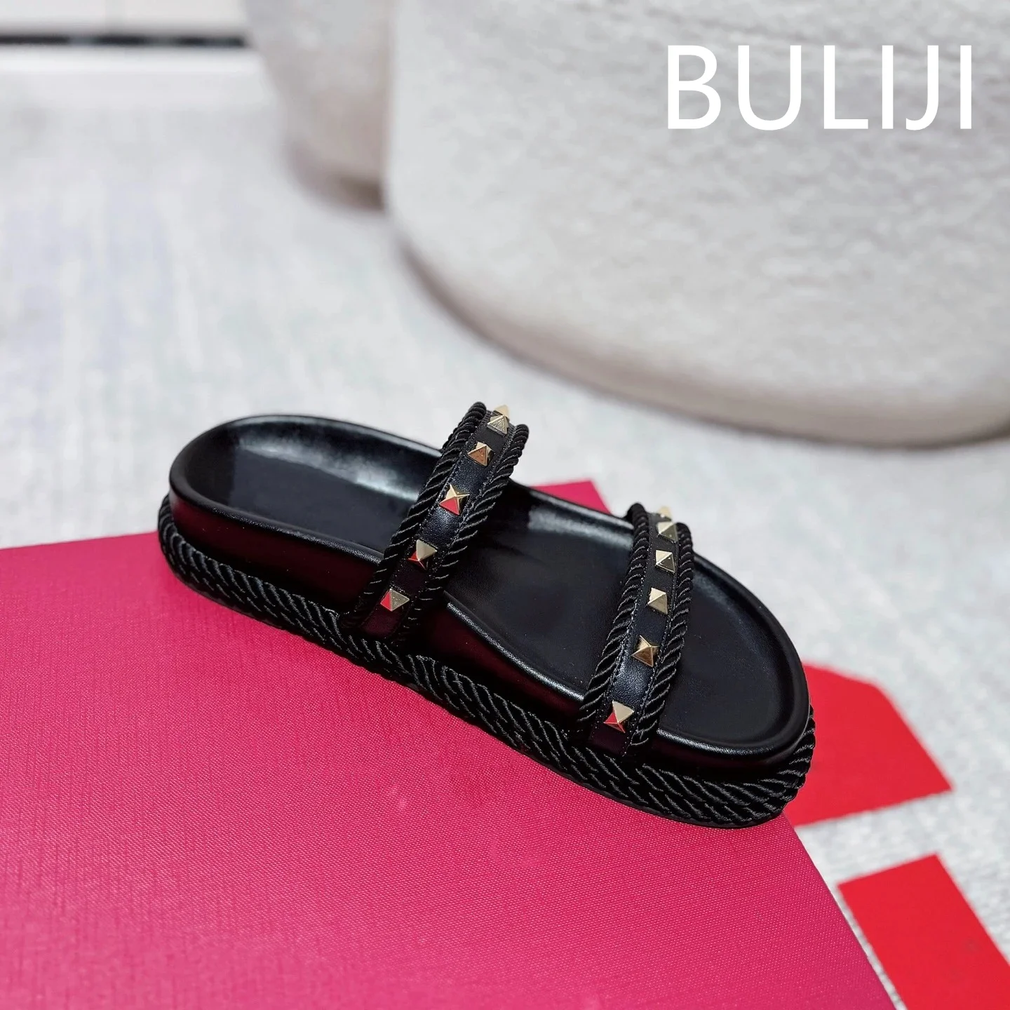 Обувь FANGXITING, женские плетеные сандалии на среднем каблуке, с круглым носком, на плоской платформе, с пряжкой и ремешком, летняя дизайнерская обувь Zapatillas