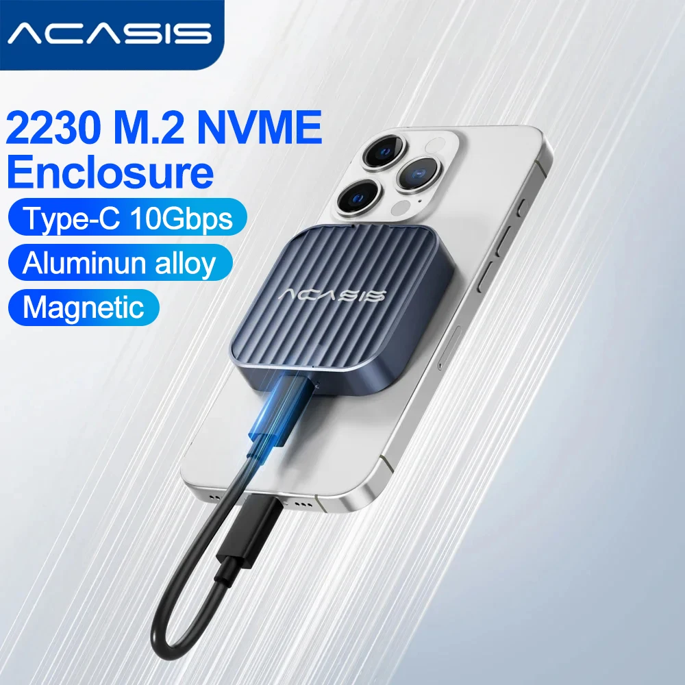 Acasis M.2 2230 NVMe SSD Enclosure  USB C 3.1 to Nvme PCI-E 10Gbps Magnetic M.2 SSD Case External SSD for Laptop iPhone 15 Pro