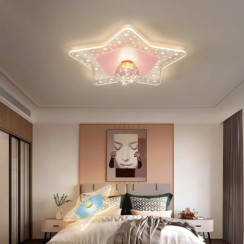 Modern Romantic Children's Room Ceiling Lamps Nordic Simple Princess Room Decor Warm And Warm Girl Boy Bedroom Ceiling Lights