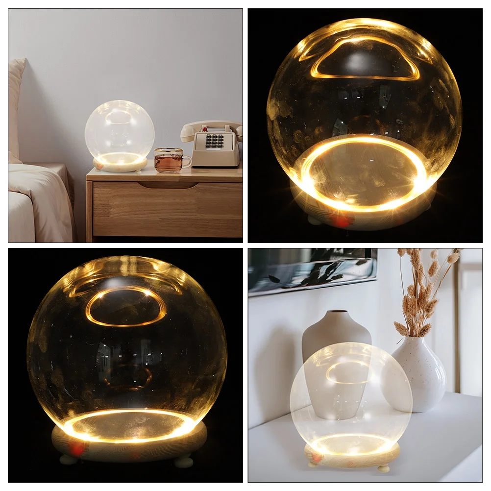 Imagem -06 - Vidro Transparente Dome Bell Jar com Base de Madeira Vitrine de Terrário Lembrança Luz Led Faça Você Mesmo Craft Gift 13cm