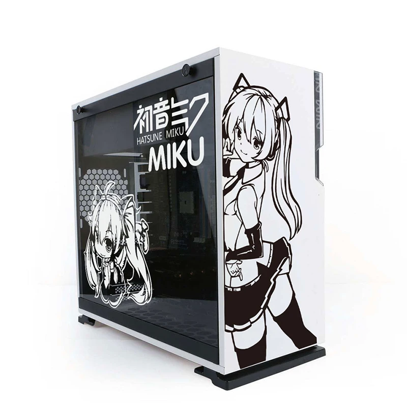 Anime Vinyl Stickers for PC Case,Cute Decor Decals For Atx Computer Chassis Skin,Hollow out Decals Easy Removable