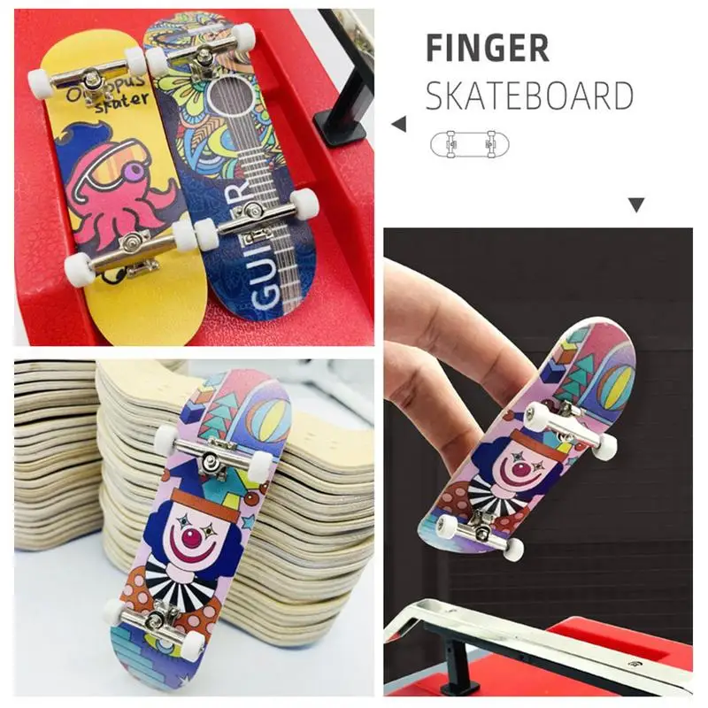 Mini Finger Skateboard Toy Double Side Pattern Professional Stents Fingers Skate Novelty Mini Finger Skateboards Children Gift