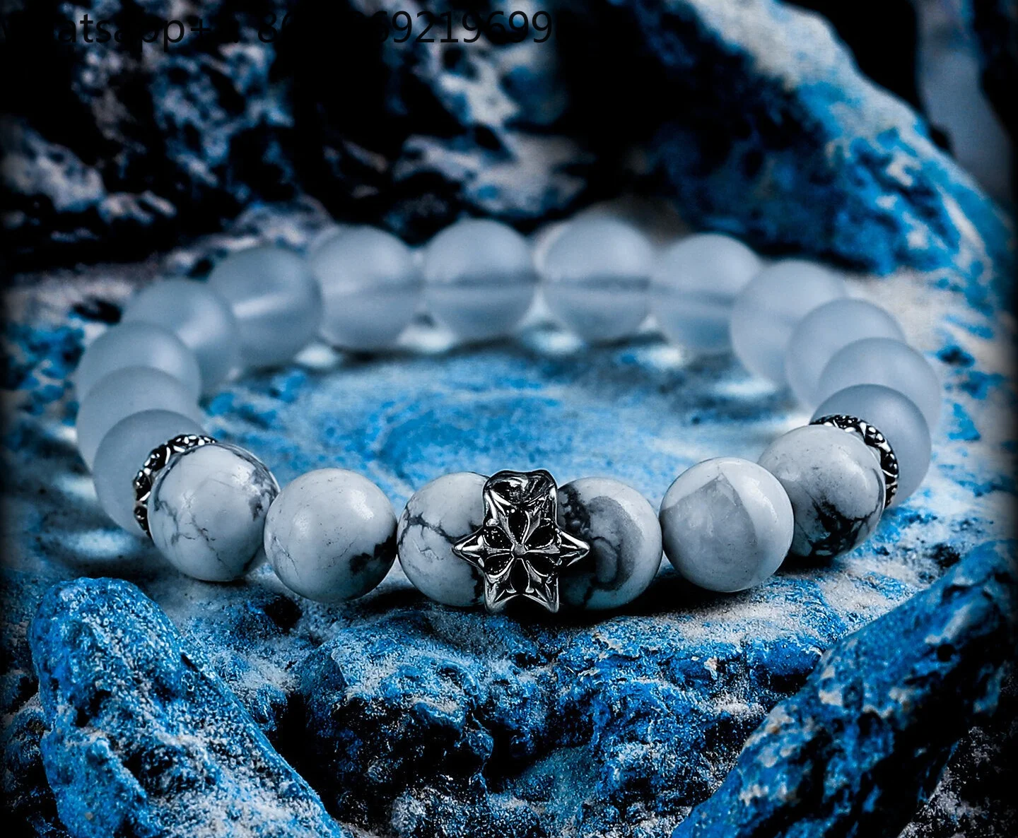 [Snow Region] Niche White Crystal Bracelet Men's Premium Bead Bracelet