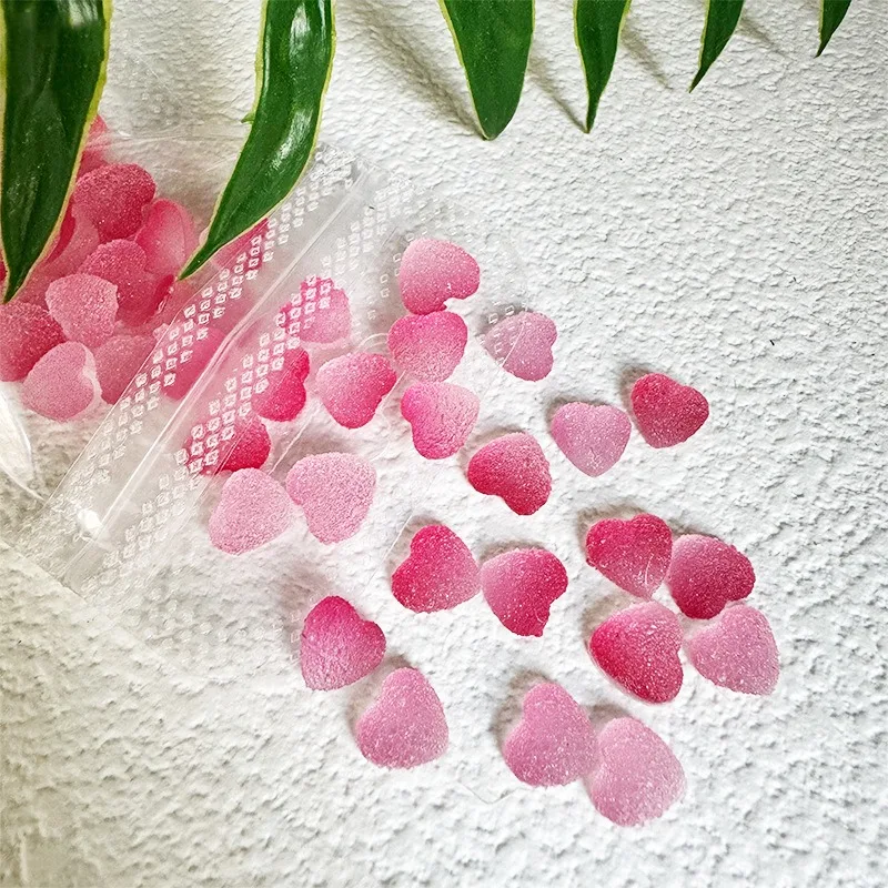 Pink Love Gummy Nail Art Charm Gradient Candy Simulation Nail Decor Oranment DIY Kawaii Nails Figures Press On Manicure Supplies