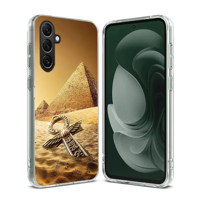 Ancient Egypt Egyptian God Horus Kemetic Heru Clear Phone For Samsung Galaxy A55 A35 A25 A15 A05S A04S A14 A24 A34 A54 A03S A13