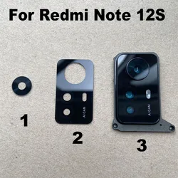 New For Xiaomi Redmi Note 12S Back Camera Lens Glass Rear Camera Lens With Frame Cover Holder Replacement