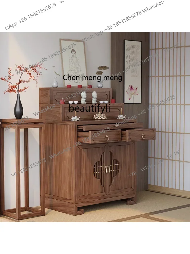 2003 Altar Incense Burner Table Household Solid Wood Buddha Shrine Altar New Chinese Style Desk Incense Table Altar Buddha Tab
