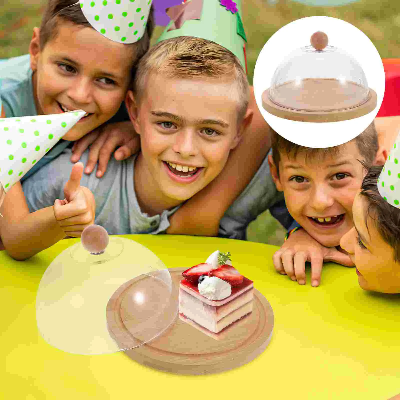 

Butter Box Glass Dome Cover Cake Storage Container Stands Cheese Household Products Dessert Cream Saver Wood Plastic with Lid