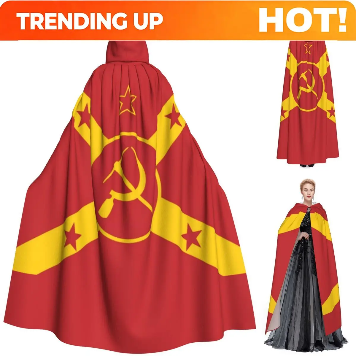 Customization Vladimir Ilyich Lenin Marxism CCCP Communism Socialism Long Hooded Cloak Witch Medieval Costume Cosplay Cape Hallo