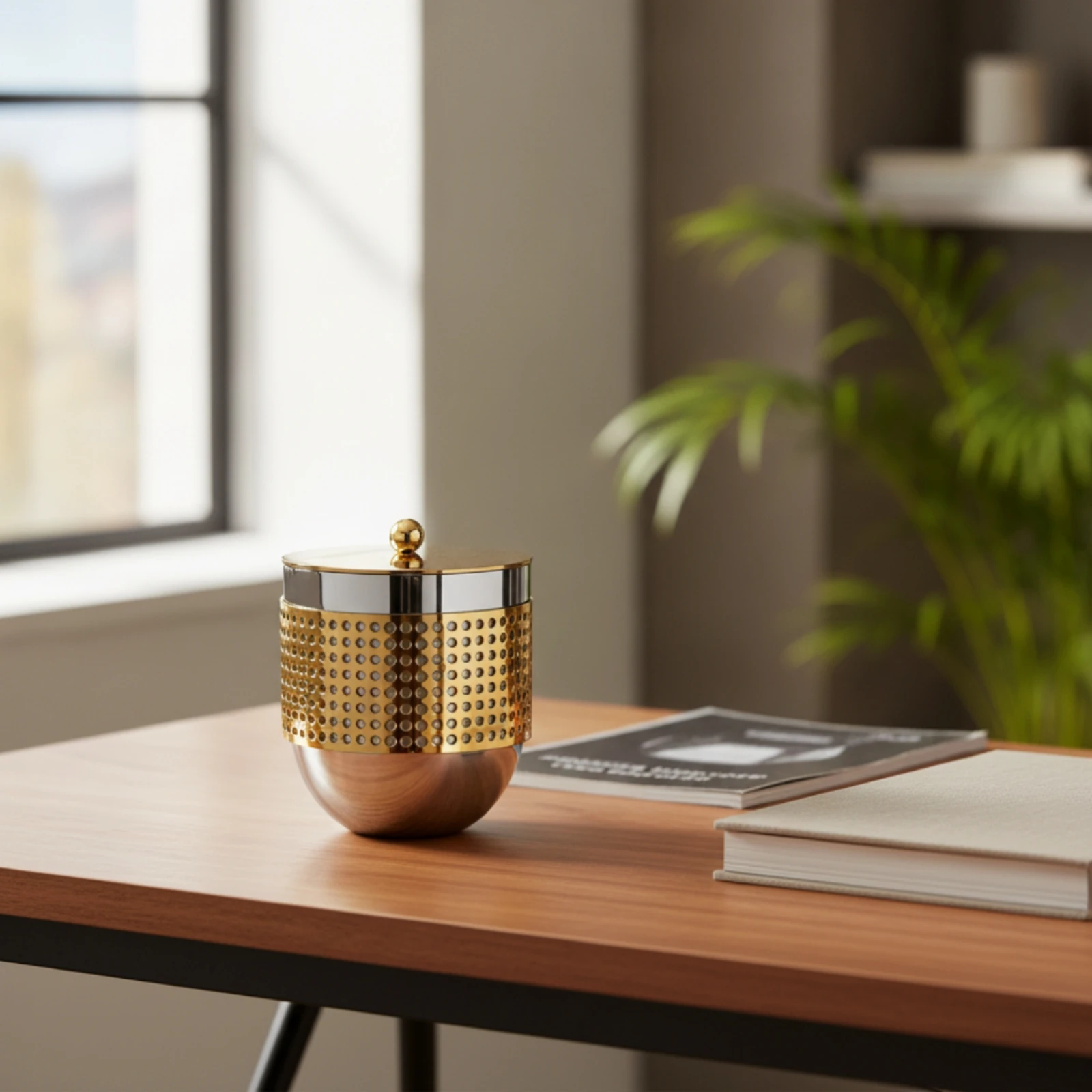 Metal Canister with Knob Sturdy Decorative Jar with Lid Canister with Lid Sturdy Container Sealed for Vanity, Coffee Table