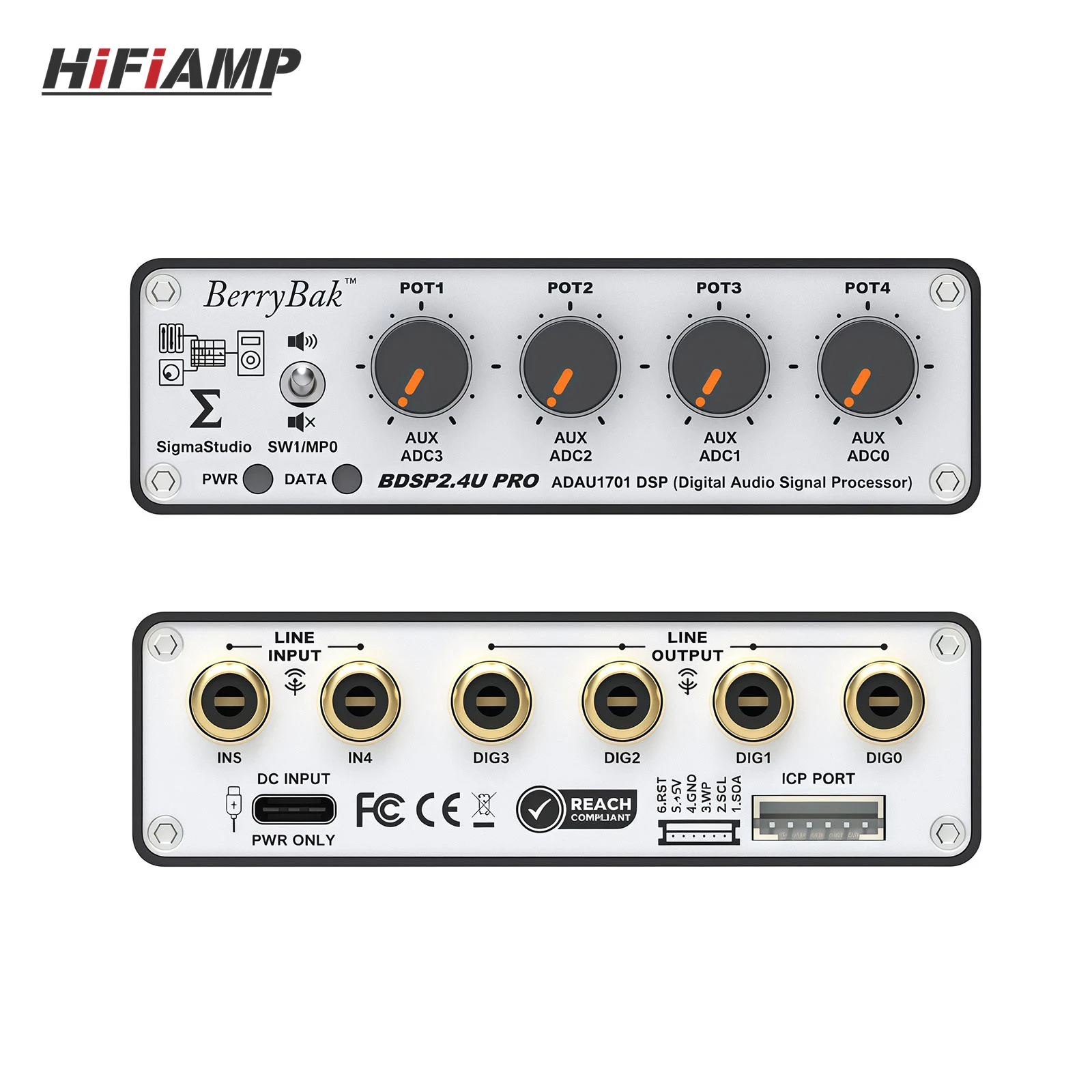 BDSP2.4U PRO ADAU1701 DSP Digital Audio Signal Processor HiFi Preamplifier 2-Way Frequency Distribution Independent ADC&DAC