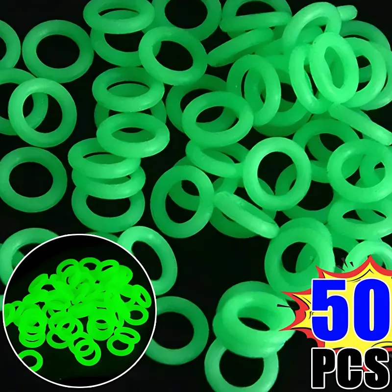 10//30/50pcs Outdoor Ground Nail Luminous Ring Silicone Rubber O-ring Warning Ring for Camping Hiking Tent Nail Accessories